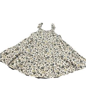 Little Planet Carters Cream Blue Green Floral Strappy Dress Linen Blend Girls 3T